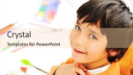  Presentation with house - PPT layouts featuring little schoolboy drawing an house background and a lemonade colored foreground