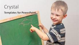  Presentation with blackboard - PPT theme enhanced with little-schoolboy-near-the-blackboard background and a white colored foreground
