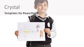 Presentation with background - Audience pleasing theme consisting of little-schoolboy-showing-a-drawing backdrop and a white colored foreground