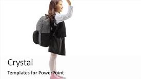  Presentation with steel making shop - PPT theme enhanced with little schoolgirl making a high background and a white colored foreground