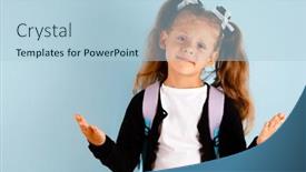  Presentation with points - Presentation design enhanced with little-schoolgirl-points-her-finger background and a light blue colored foreground