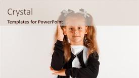  Presentation with points - Slide deck with little-schoolgirl-points-her-finger background and a lemonade colored foreground