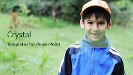  Presentation with boy scout - Audience pleasing slides consisting of little scouts in forest discovering backdrop and a mint green colored foreground