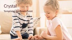  Presentation with videos for waste - Presentation design with little siblings bending over tablet background and a lemonade colored foreground