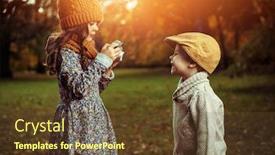  Presentation with siblings - Audience pleasing presentation theme consisting of little-siblings-have-fun backdrop and a tawny brown colored foreground
