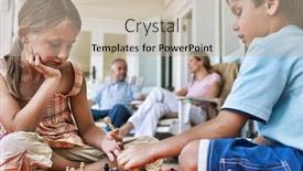  Presentation with siblings playing chess - Colorful PPT theme enhanced with little-siblings-playing-chess backdrop and a mint green colored foreground