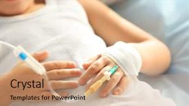  Presentation with catheter - Presentation theme having little sick girl with catheter background and a coral colored foreground