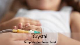  Presentation with catheter - PPT theme enhanced with little sick girl with catheter background and a coral colored foreground