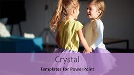  Presentation with atmosphere - PPT layouts with little-sisters-dancing background and a light blue colored foreground