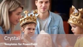  Presentation with togetherness - Cool new slides with little-sisters-enjoying-playing backdrop and a coral colored foreground