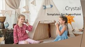  Presentation with thread - Cool new slide deck with little-sisters-playing-with-homemade backdrop and a lemonade colored foreground