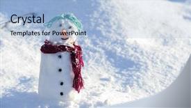  Presentation with snowman - Colorful presentation design enhanced with little small snowman in snow backdrop and a light blue colored foreground