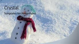  Presentation with snowman - PPT theme having little small snowman in snow background and a light blue colored foreground