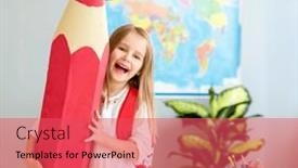  Presentation with bag - Theme consisting of little-smiling-blond-girl background and a  colored foreground