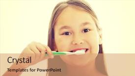  Presentation with teen girl tech - Beautiful presentation theme featuring little smiling girl brushng teeth backdrop and a  colored foreground