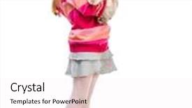  Presentation with rabbit - Beautiful slide set featuring little smiling girl in a crimson sweater with baby rabbit over white backdrop and a white colored foreground