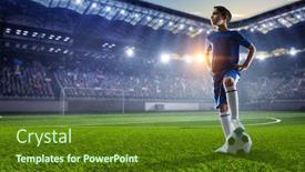  Presentation with champion - Audience pleasing presentation design consisting of little soccer champion mixed media backdrop and a tawny brown colored foreground