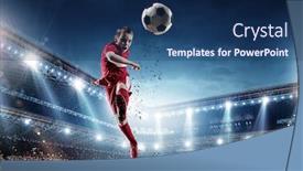  Presentation with champion - Colorful presentation theme enhanced with little-soccer-champion-mixed-media backdrop and a navy blue colored foreground