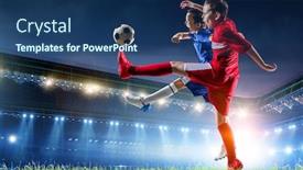  Presentation with soccer - Audience pleasing PPT theme consisting of little-soccer-champions-mixed-media backdrop and a ocean colored foreground