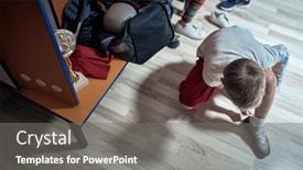  Presentation with locker room - Theme consisting of little-soccer-player-changing background and a gray colored foreground