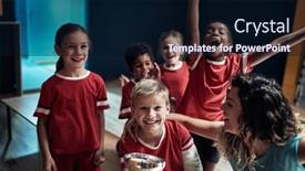  Presentation with locker room - Colorful slide set enhanced with little-soccer-players-and-theire backdrop and a wine colored foreground