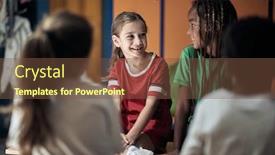  Presentation with locker room - Beautiful theme featuring little-soccer-teammates-waiting backdrop and a tawny brown colored foreground