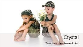  Presentation with soldiers - PPT layouts enhanced with little soldiers with the flowers background and a light gray colored foreground