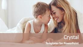  Presentation with old young - Presentation featuring little son dressed in pajama background and a coral colored foreground