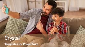  Presentation with technology - Beautiful presentation theme featuring little son with mustache backdrop and a coral colored foreground