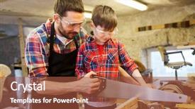  Presentation with people concept surgeon in mask - Presentation theme having little son with saw background and a red colored foreground