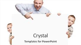  Presentation with father son and looking - Audience pleasing slides consisting of little sons holding blank backdrop and a white colored foreground