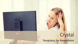  Presentation with school technology - Cool new slide deck with little student girl with computer backdrop and a lemonade colored foreground