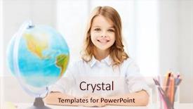  Presentation with education middle school arabic kids - Cool new presentation theme with little student girl with globe backdrop and a  colored foreground