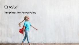  Presentation with super girl - Audience pleasing presentation theme consisting of little super girl in studio backdrop and a  colored foreground