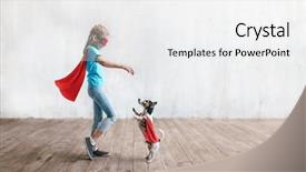  Presentation with super girl - PPT theme having little super girl background and a white colored foreground