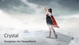  Presentation with super hero - Theme consisting of little super hero mixed media background and a light gray colored foreground