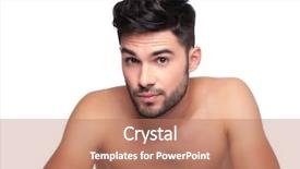  Presentation with greeiting show man - Slide set with little surprised on white background background and a  colored foreground