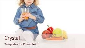  Presentation with white healthy food - Slides consisting of little sweet girl drinks fresh background and a lemonade colored foreground