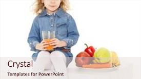  Presentation with white healthy food - Colorful slides enhanced with little sweet girl drinks fresh backdrop and a lemonade colored foreground