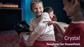  Presentation with locker room - Beautiful PPT theme featuring little-teammates-at-the-locker backdrop and a wine colored foreground