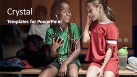  Presentation with locker room - Amazing PPT layouts having little-temmates-enjoy-the-music backdrop and a tawny brown colored foreground