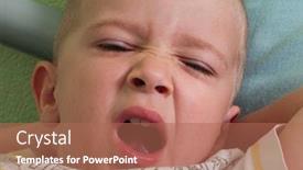 Presentation with human face - Theme having little tired human child yawning cute face background and a coral colored foreground