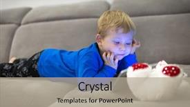  Presentation with cartoon - Slide deck enhanced with little toddler boy watch cartoons background and a mint green colored foreground