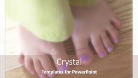  Presentation with nail - Audience pleasing PPT layouts consisting of little toddler girl's toes painted with nail polish backdrop and a coral colored foreground