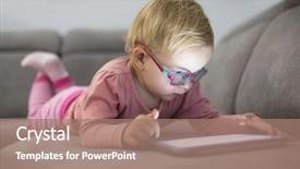  Presentation with cartoons - PPT layouts having little toddler girl watch cartoons background and a coral colored foreground