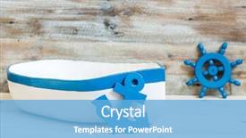  Presentation with anchor - PPT theme with little toy boat with anchor background and a light blue colored foreground