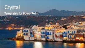  Presentation with greek architecture - Slide deck consisting of little venice and traditional greek background and a teal colored foreground