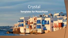  Presentation with greek architecture - Beautiful presentation design featuring little-venice-and-traditional-greek backdrop and a seafoam green colored foreground
