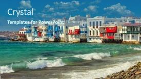  Presentation with venice - Slide set having little-venice-on-mykonos-island background and a  colored foreground