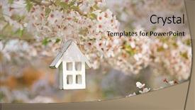  Presentation with cherry blossom - Beautiful PPT layouts featuring little wooden house in spring backdrop and a coral colored foreground